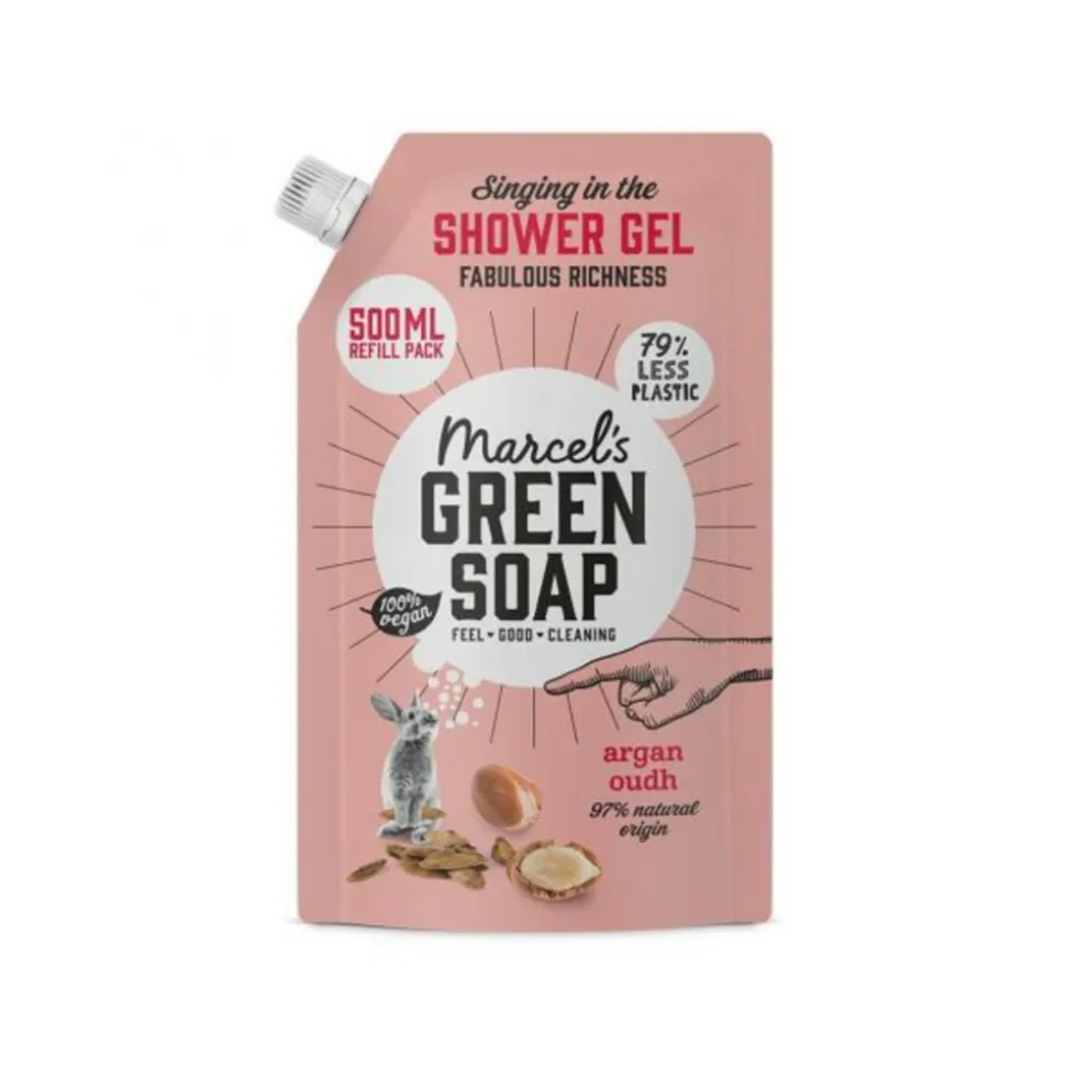6x Marcel's Green Soap Shower Gel Navulling Argan & Oudh 500 ml