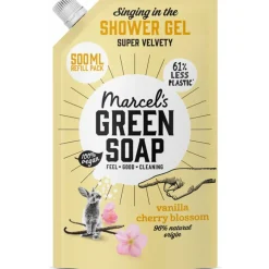 6x Marcel's Green Soap Shower Gel Navulling Vanille & Kersenbloesem 500 ml