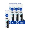 6x NIVEA Deodorant Spray Invisible For Black & White Pure 150 ml