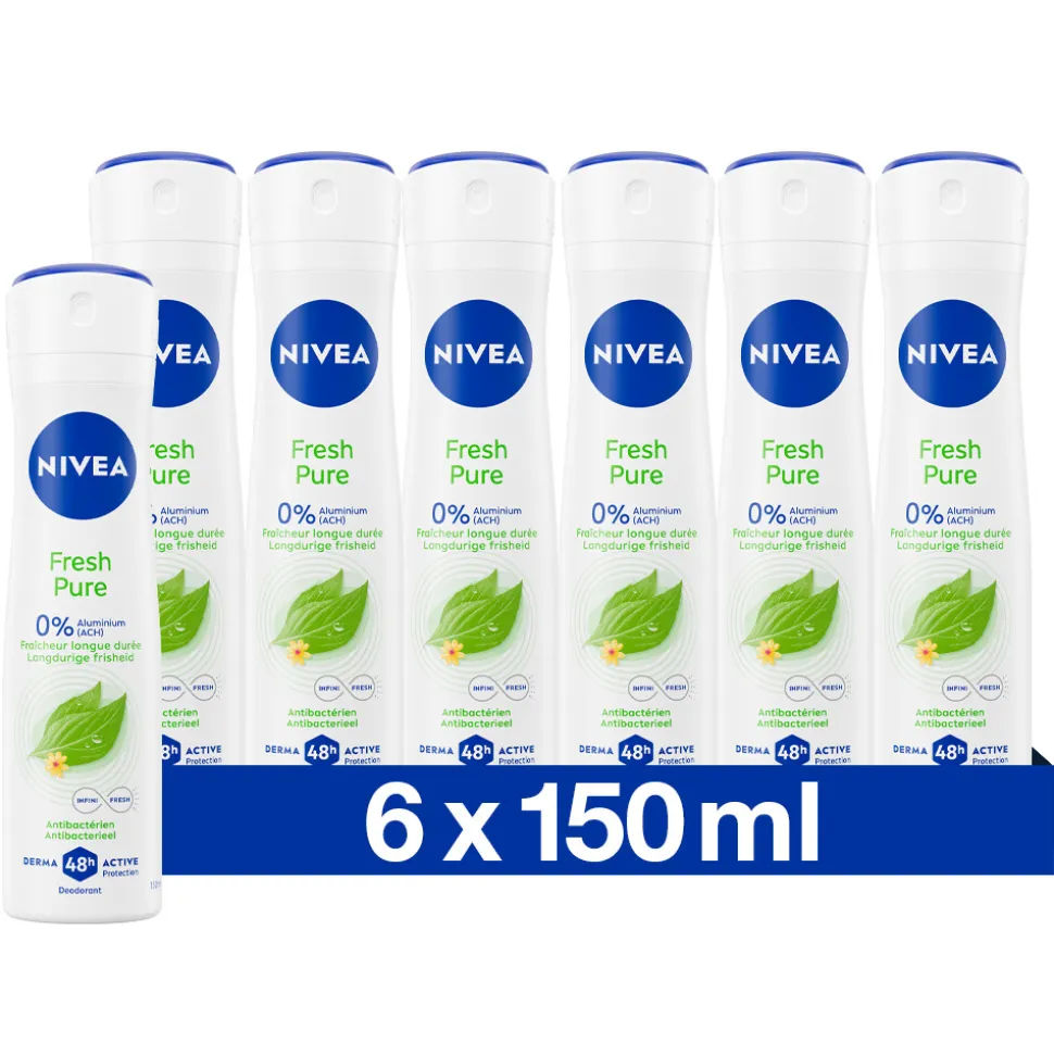 6x NIVEA Deodorant Spray Pure & Natural Jasmine 150 ml