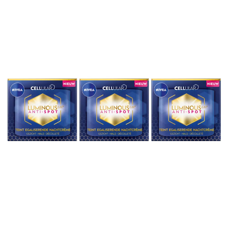 3x NIVEA Luminous 630 Nachtcrème Anti-Spot 50 ml