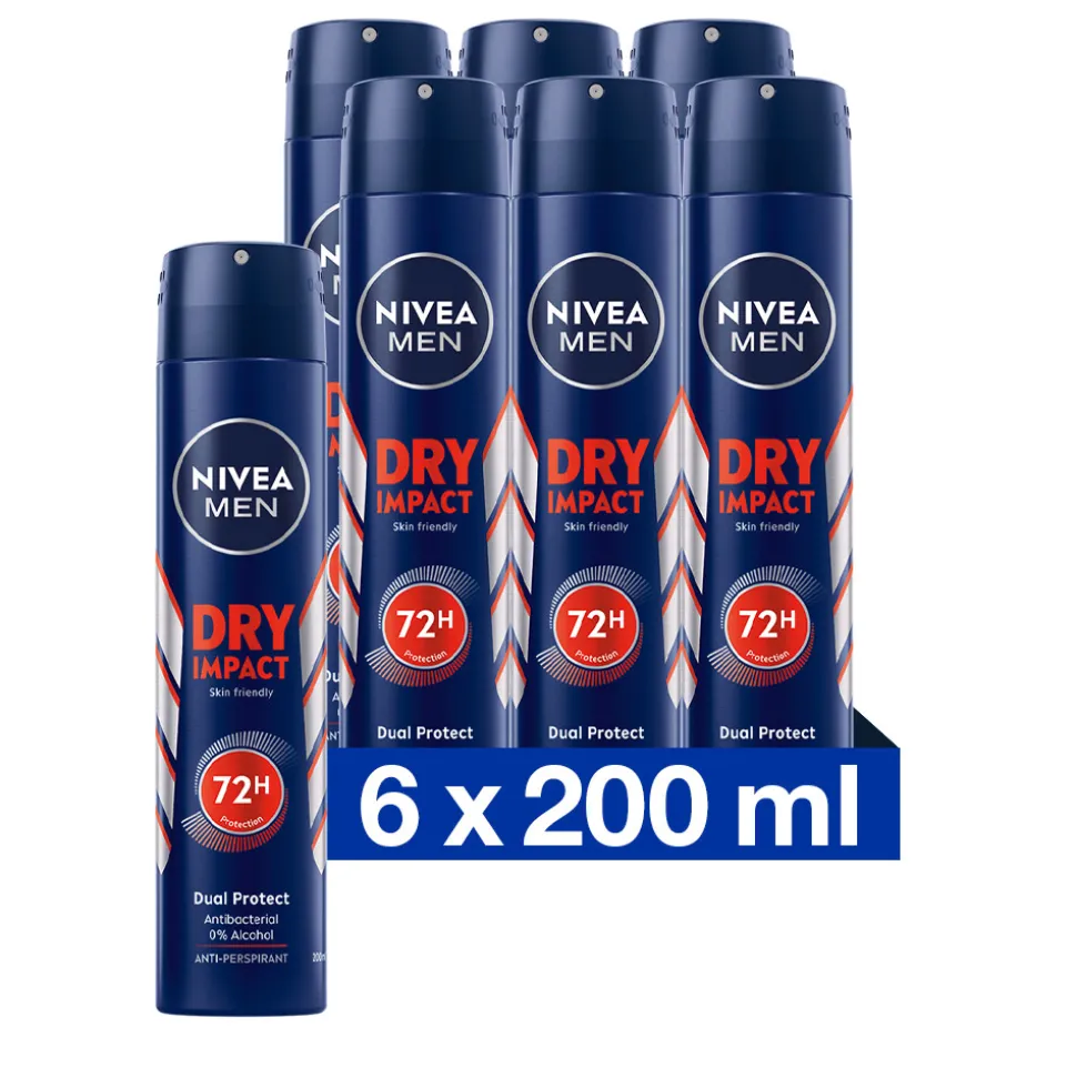 6x NIVEA Men Anti-Transpirant Spray Dry Impact 200 ml