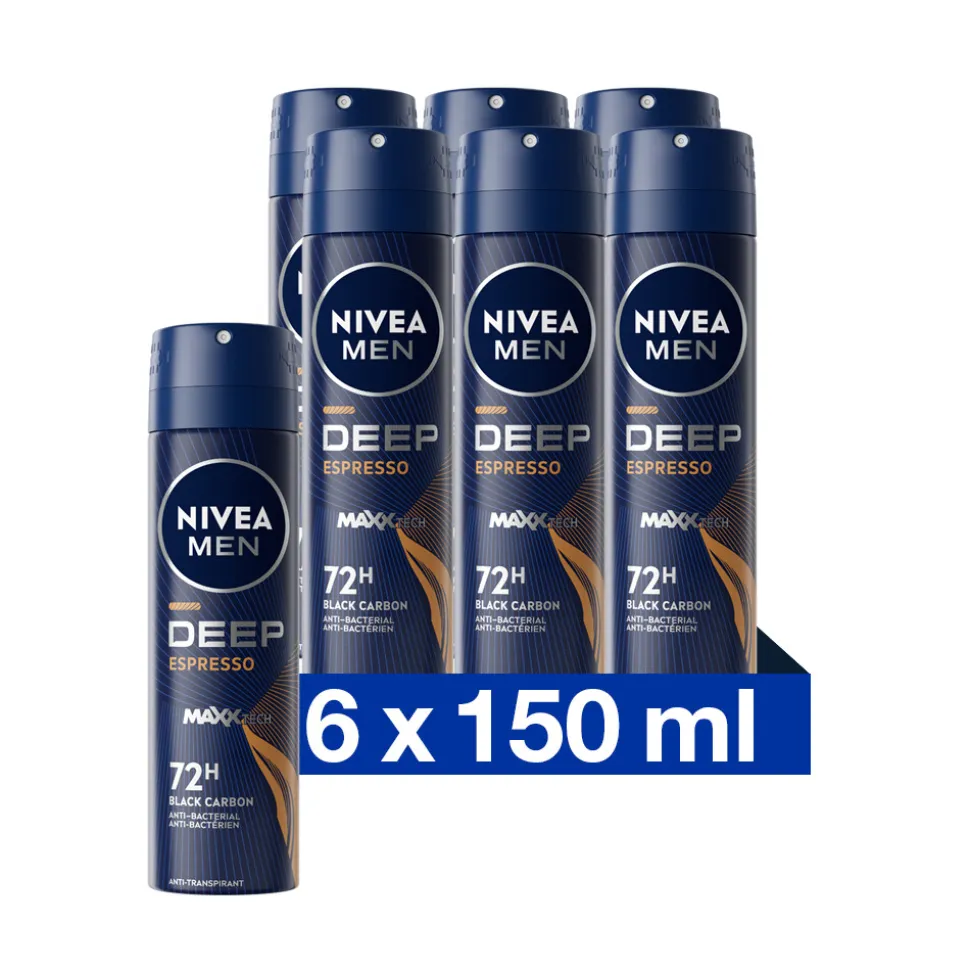 6x NIVEA Men Deep Espresso Anti Transpirant Spray 150 ml