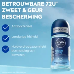 6x NIVEA Men Deodorant Roller Fresh Active 50 ml