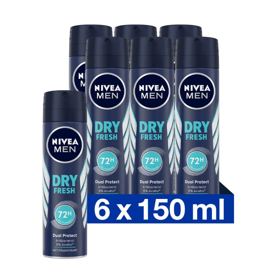 6x NIVEA Men Deodorant Spray Dry Fresh 150 ml