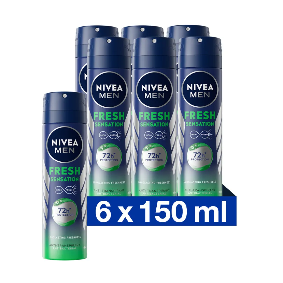 6x NIVEA Men Deodorant Spray Fresh Sensation 150 ml
