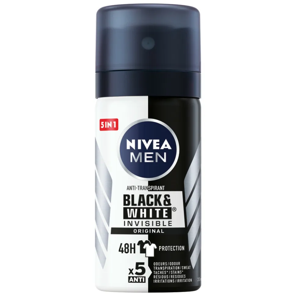 3x NIVEA Men Deodorant Spray Invisible for Black en White Power 35 ml