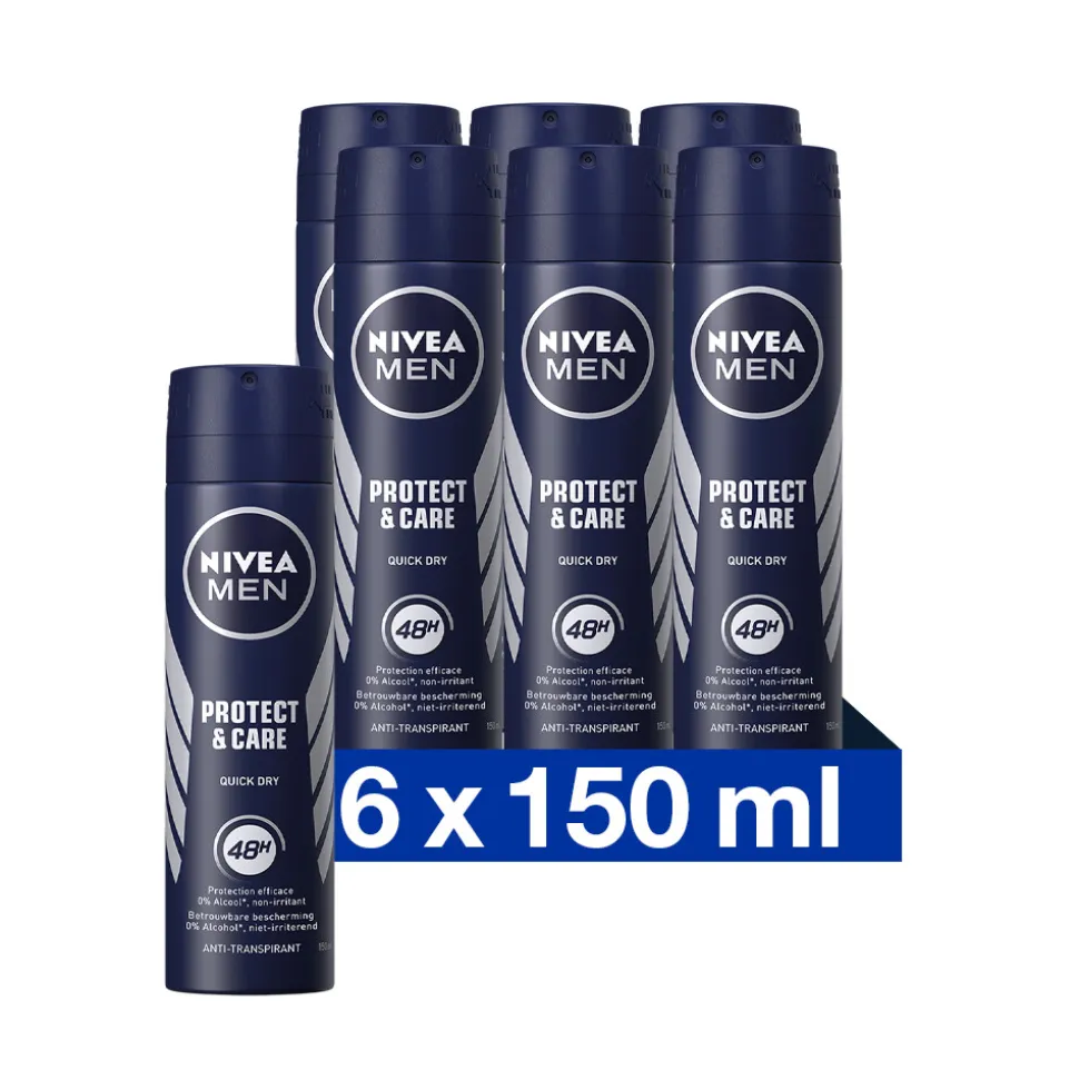 6x NIVEA Men Deodorant Spray Protect & Care 150 ml