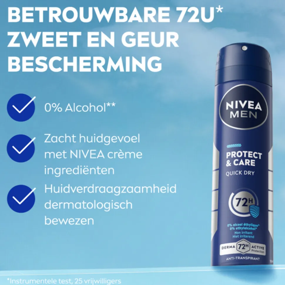 6x NIVEA Men Deodorant Spray Protect & Care 150 ml