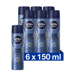6x NIVEA Men Deodorant Spray Silver Protect Polar Blue 150 ml
