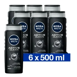 6x NIVEA Men Douchegel Active Clean 500 ml