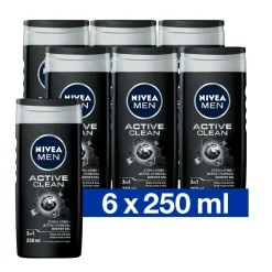 6x NIVEA Men Douchegel Active Clean 250 ml