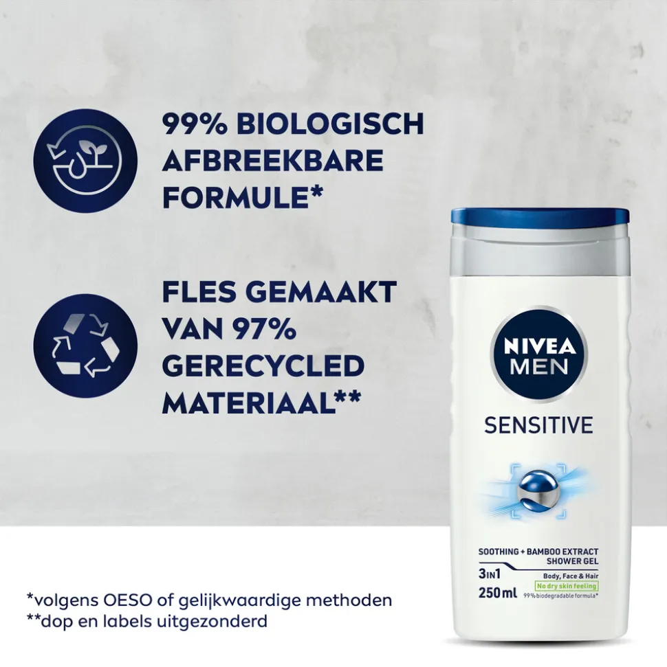 6x NIVEA Men Douchegel Sensitive 250 ml