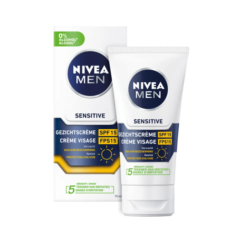 3x NIVEA Men Moisturizer Sensitive SPF 15 75 ml