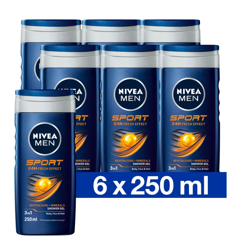 6x NIVEA Men Sport Douchegel 250 ml