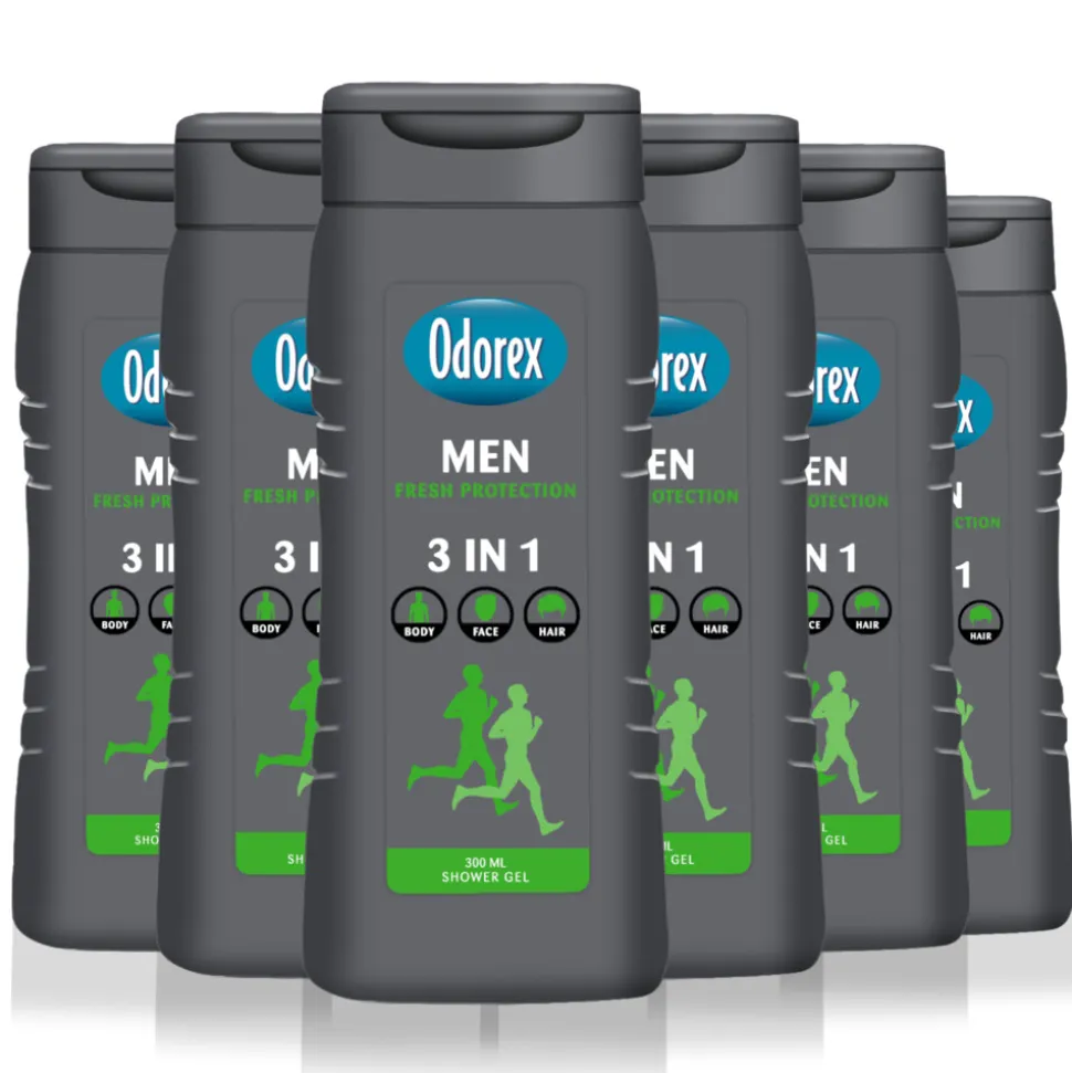 6x Odorex Douchegel For Men 3-in-1 Fresh Protection 300 ml
