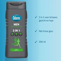 6x Odorex Douchegel For Men 3-in-1 Fresh Protection 300 ml