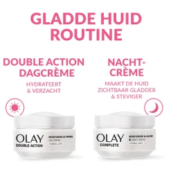4x Olay Double Action Hydraterende Dagcrème en Primer 50 ml