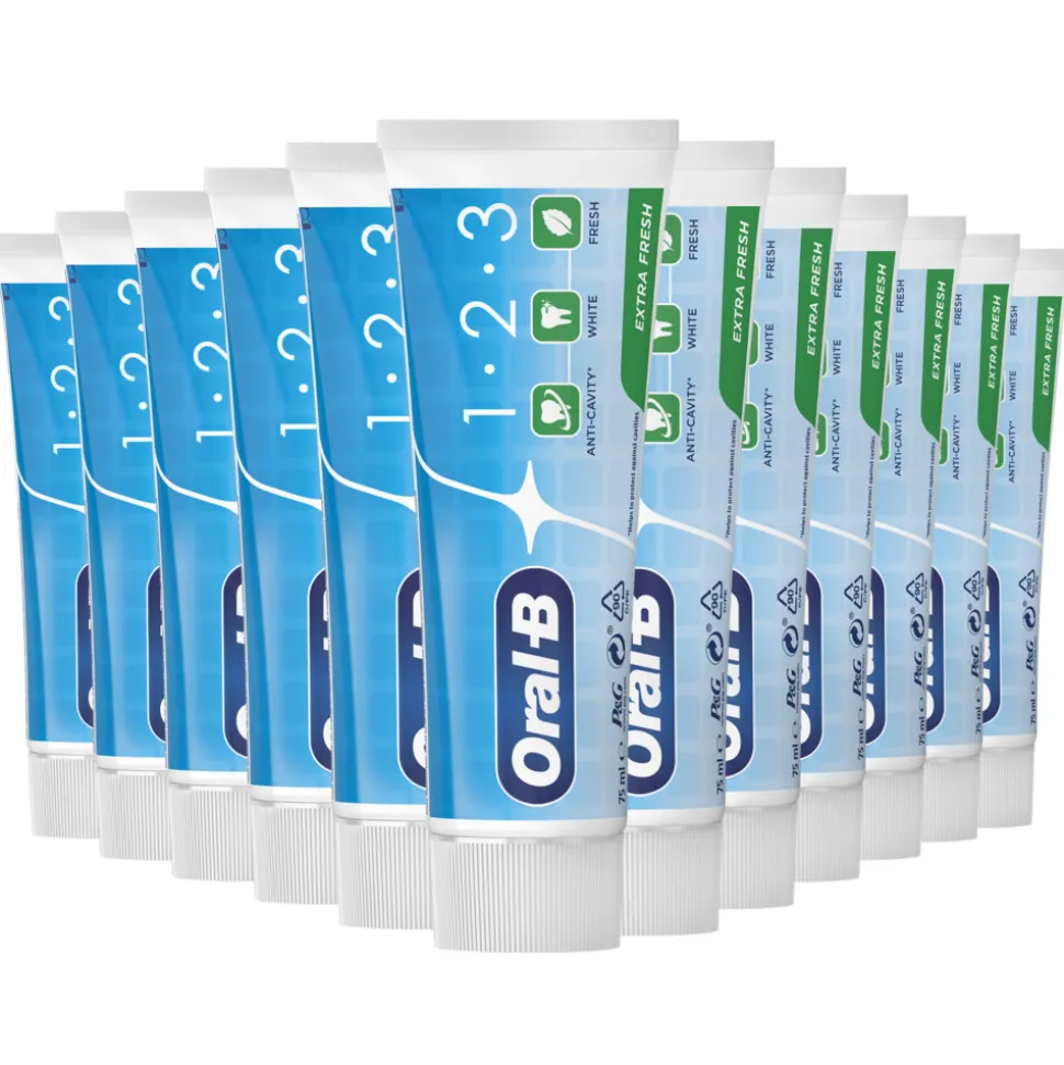 12x Oral-B Tandpasta 1-2-3 Frisse mint 75 ml