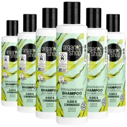6x Organic Shop Strengthening Shampoo Anti-Hair Loss Algae and Lemongrass 280 ml