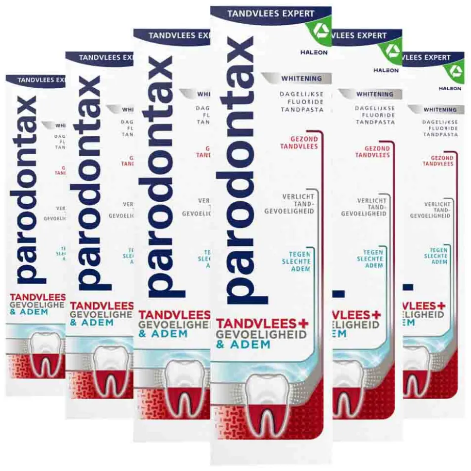 6x Parodontax Tandpasta Tandvlees + Gevoeligheid & Adem Whitening 75 ml