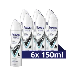 6x Rexona Deodorant Spray Advanced Protection Invisible Aqua 150 ml