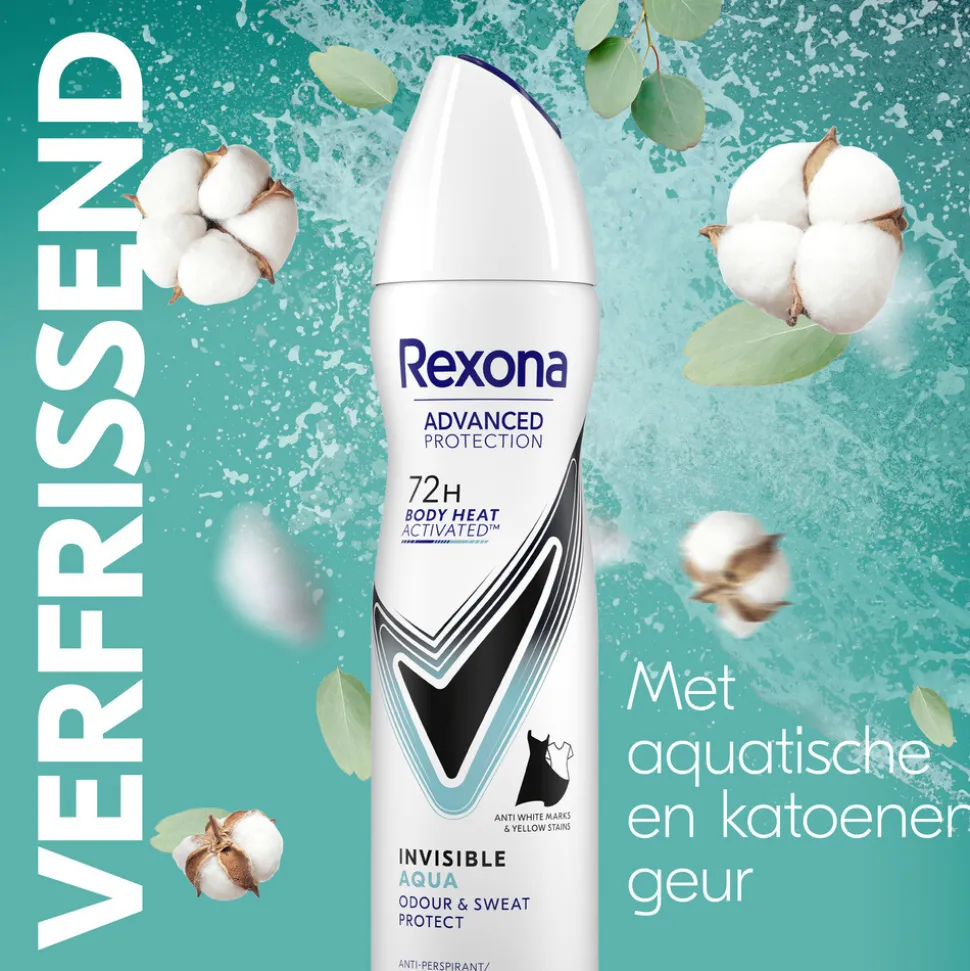 6x Rexona Deodorant Spray Advanced Protection Invisible Aqua 150 ml