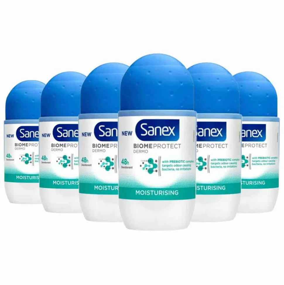 6x Sanex Deodorant Roller Dermo Moisturising 50 ml