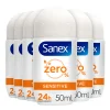 6x Sanex Deodorant Roller Zero% Sensitive Skin 50 ml