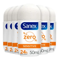 6x Sanex Deodorant Roller Zero% Sensitive Skin 50 ml