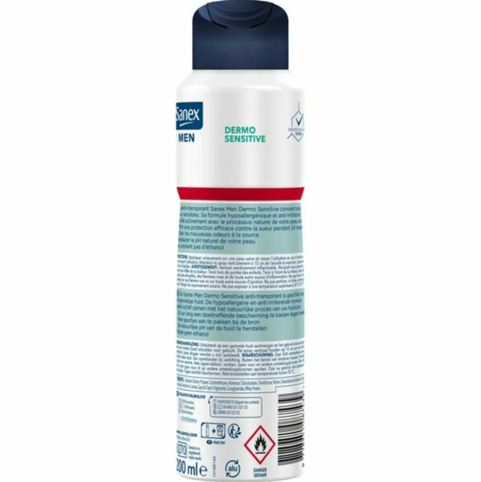 6x Sanex Deodorant Spray Men Sensitive 200 ml