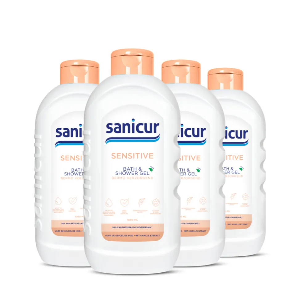 4x Sanicur Bad en Douchegel Sensitive 1000 ml