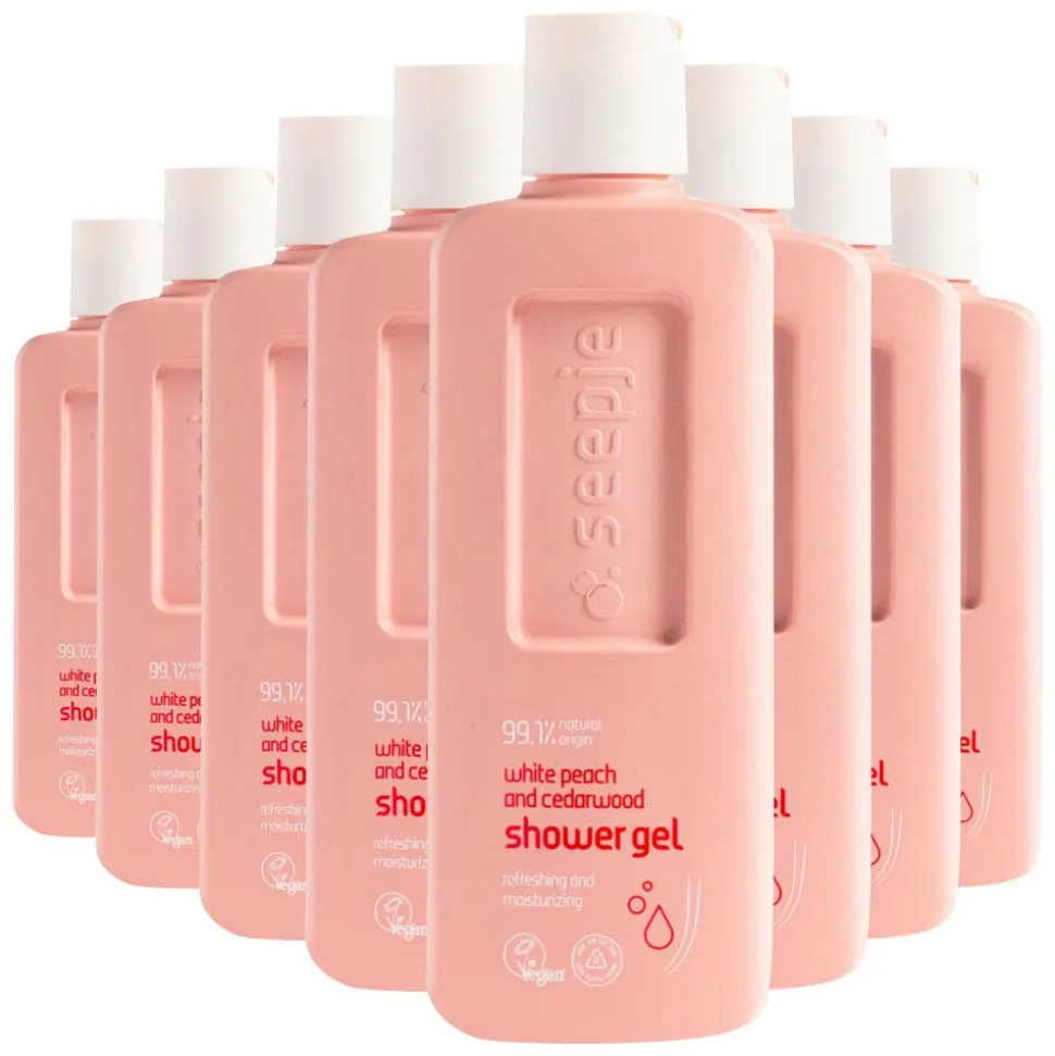 8x Seepje Witte Perzik en Cederhout Douchegel 300 ml