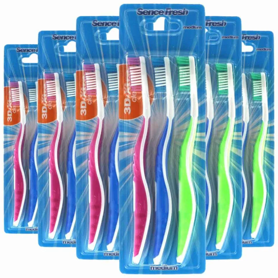 6x Sence Tandenborstels 3D-Extra Clean Medium 3 stuks