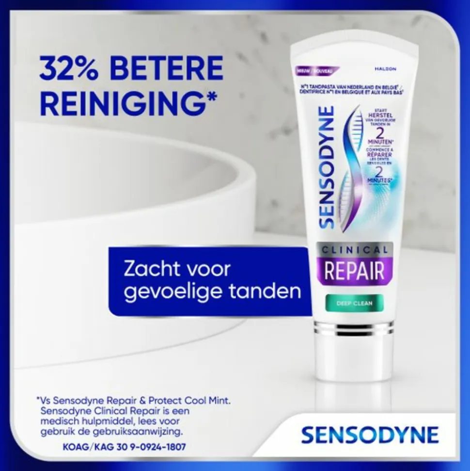 3x Sensodyne Tandpasta Clinical Repair Deep Clean 75 ml
