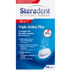 4x Steradent Triple Action Plus Kunstgebit Reiniger 90 tabletten