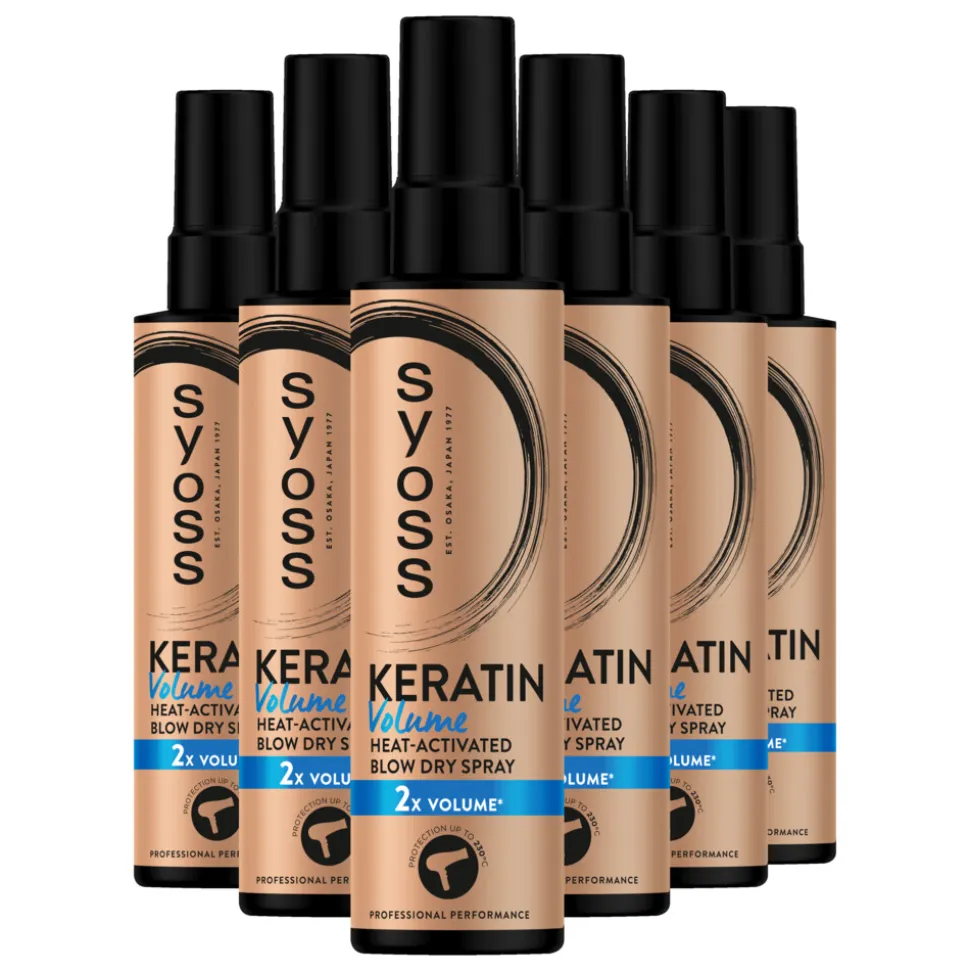 6x Syoss Keratin & Volume Heatprotection Spray 200 ml