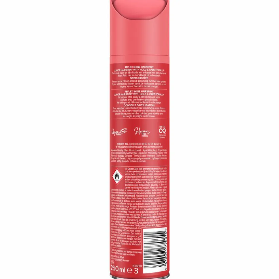 6x Taft Junior Hairspray Ultra Reflex Shine 250 ml