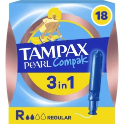 8x Tampax Pearl Compak Regular Tampons Met Inbrenghuls 18 stuks