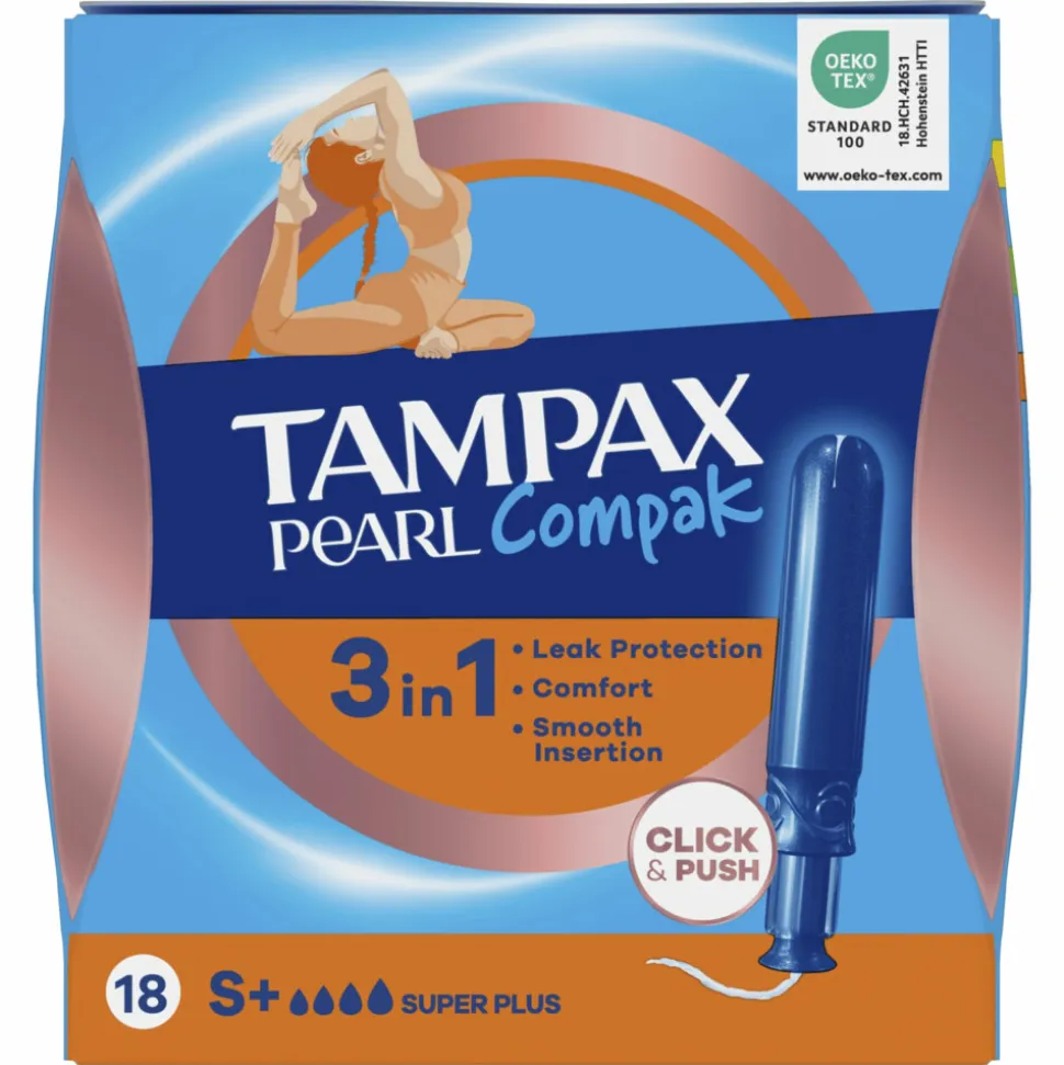 8x Tampax Pearl Compak Super Plus Tampons met Inbrenghuls 18 stuks