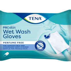3x TENA Proskin Wet Wash Gloves Zonder Parfum 8 stuks