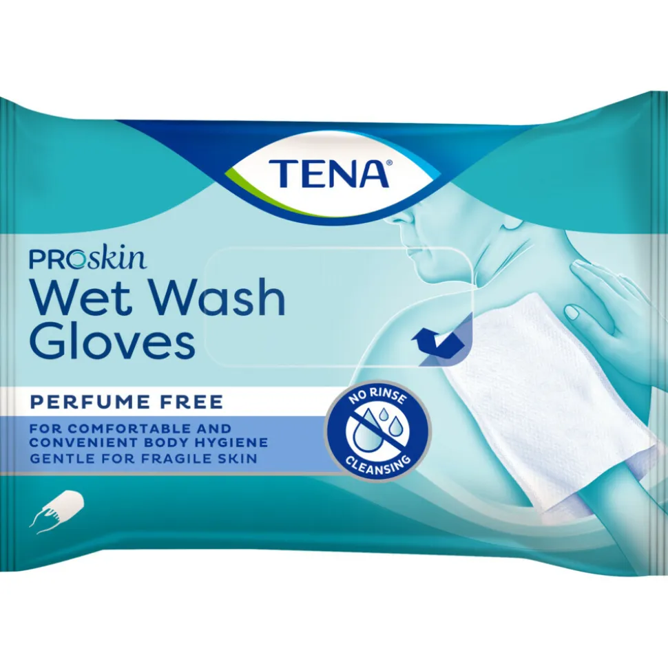 3x TENA Proskin Wet Wash Gloves Zonder Parfum 5 stuks