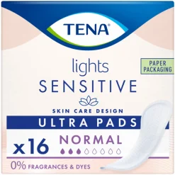 3x TENA Sensitive Lights Ultra Pads Normal 16 stuks