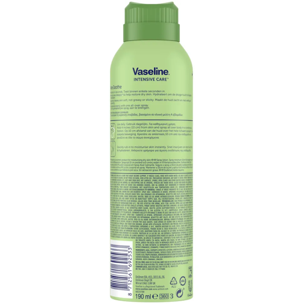 6x Vaseline Bodylotion Spray Aloe Soothe 190 ml
