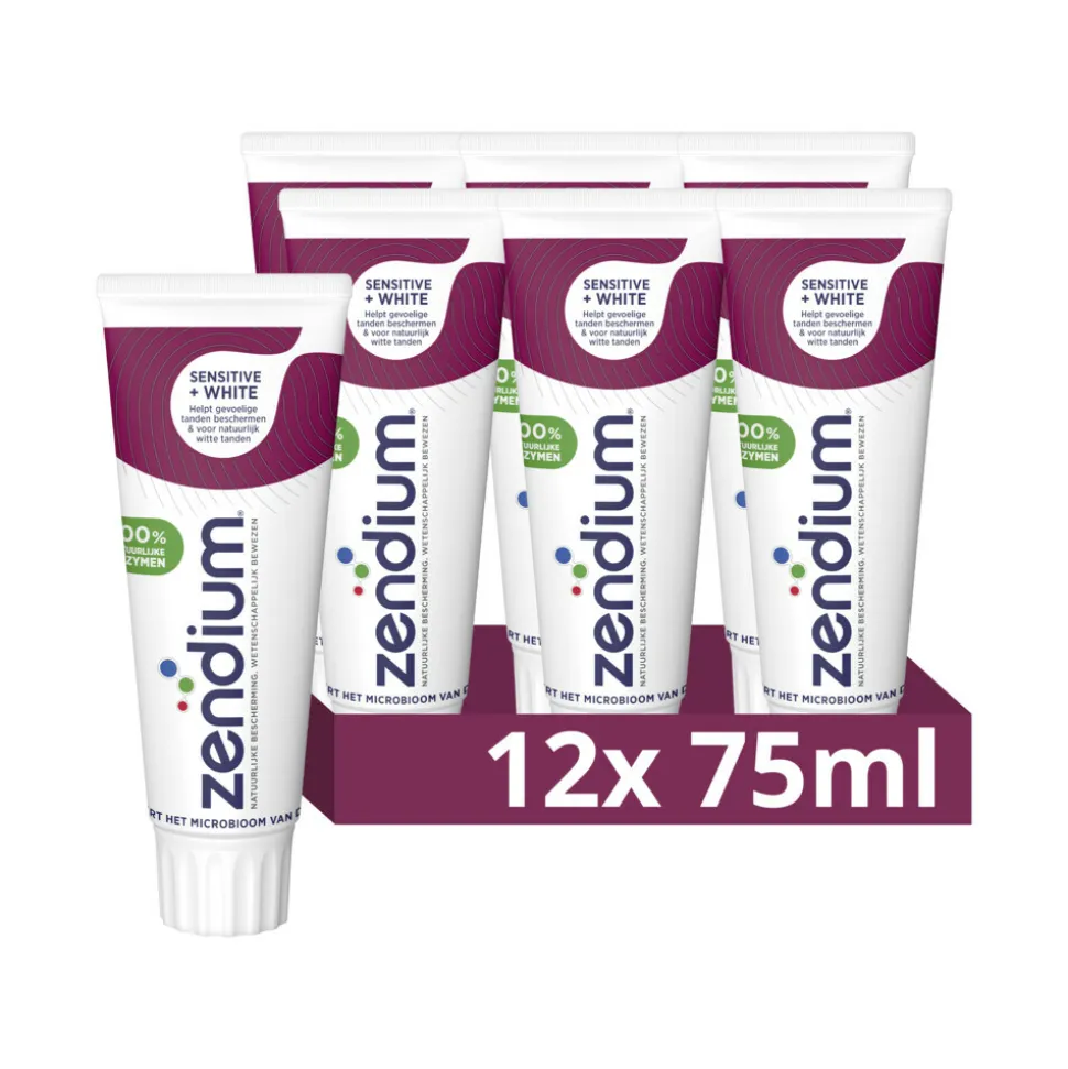 12x Zendium Tandpasta Sensitive+ White 75 ml